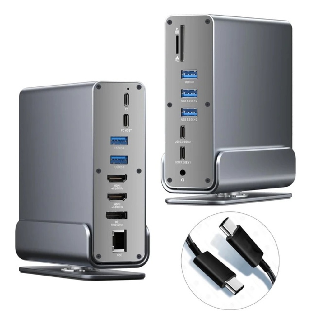 USB C Docking Station‎ 16 in 1 USB C Hub with Dual 4K HDMI/DisplayPort/7